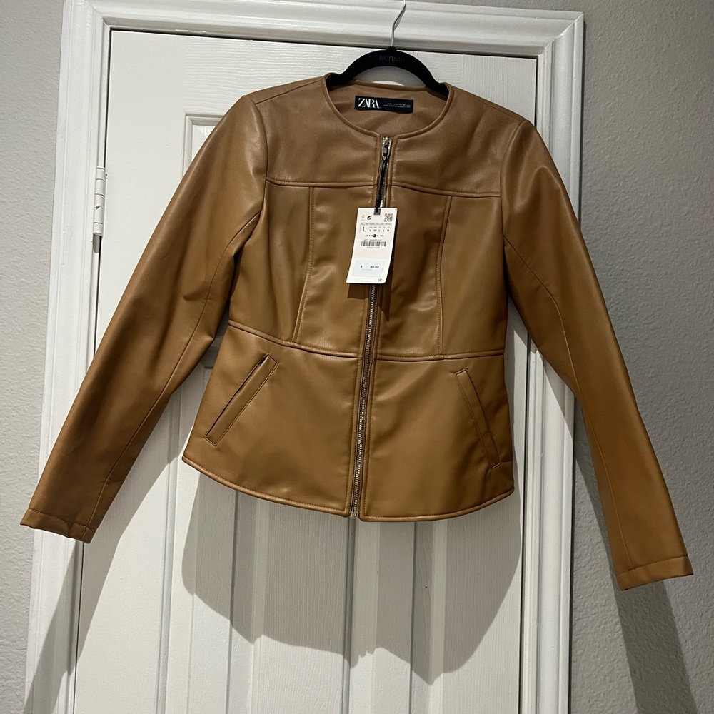 Zara Women's Tan Leather Jacket
